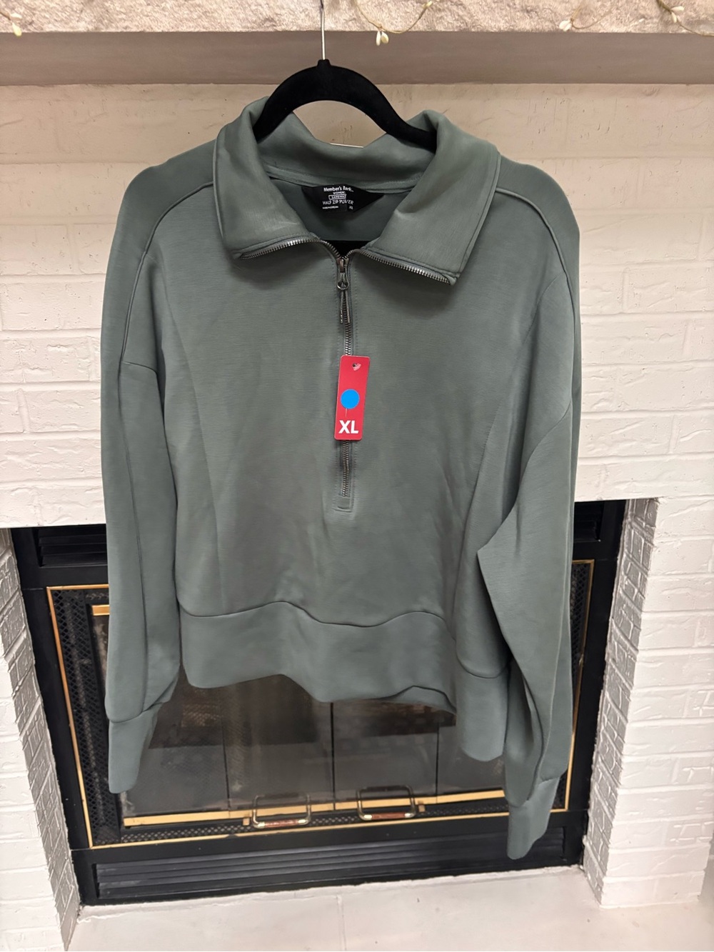 Women's Half-Zip Pullover Sweatshirt - Sage Green, XL